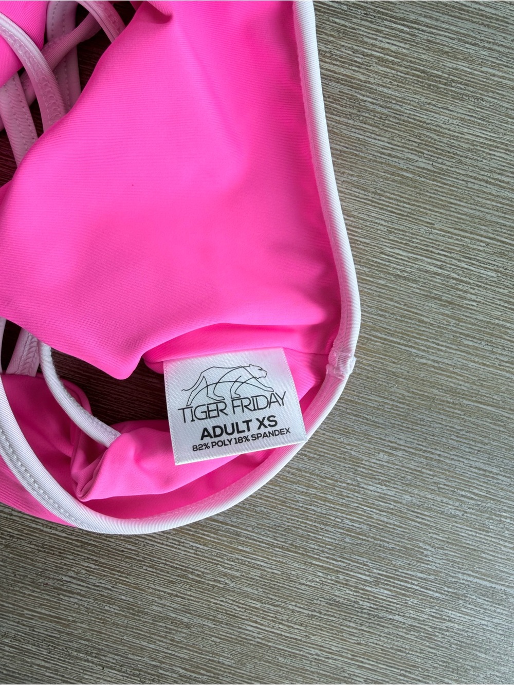 Tiger Friday Adult XS Neon Pink White Strappy Dance Bra Top Gymnastics Acro - Picture 3 of 3